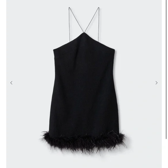 COPY - Brand new mango black feather dress. Bought for 142$. Size 4 - Picture 3 of 6